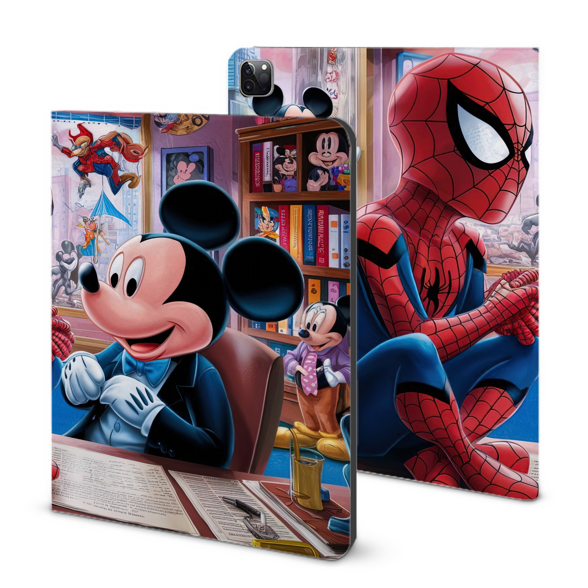 （画像用） Spider Man スパイダーマン IPad ケース ブック型 PUレザー TPU 耐衝撃 軽量 薄型 ペン収納なし 全面保護 IPad 各モデル対応